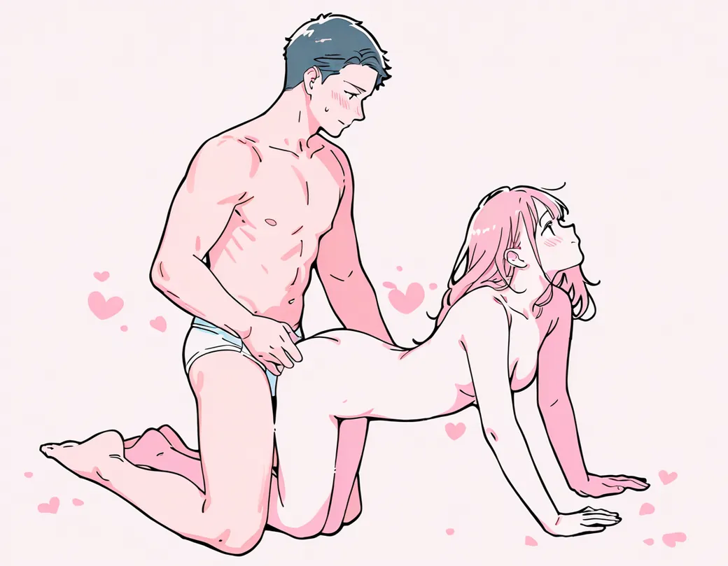 Illustration of the bassett hound sex position