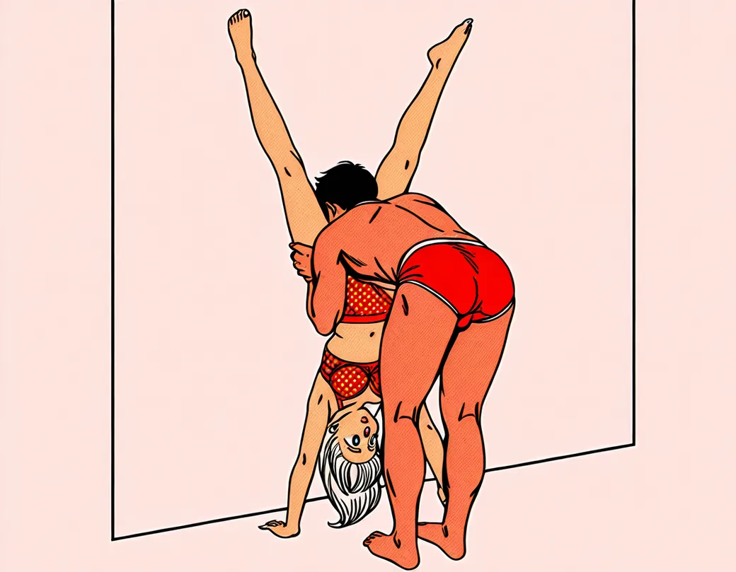 Illustration of the blooming orchid sex position