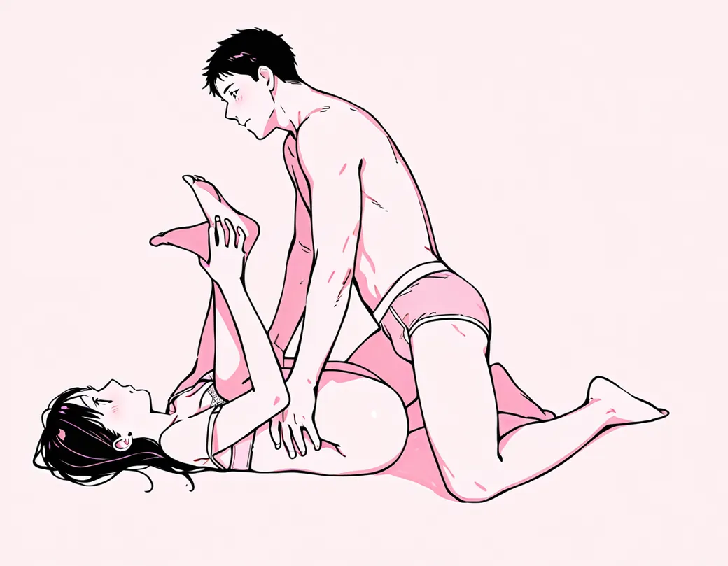 Illustration of the launch pad sex position