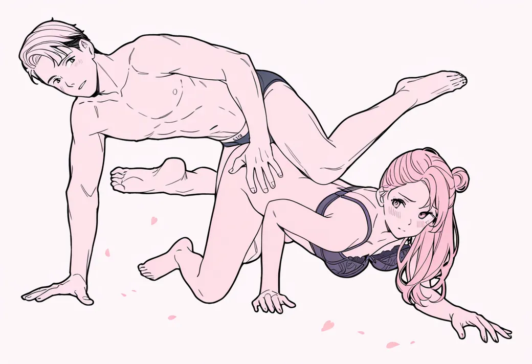 Illustration of the praying mantis sex position