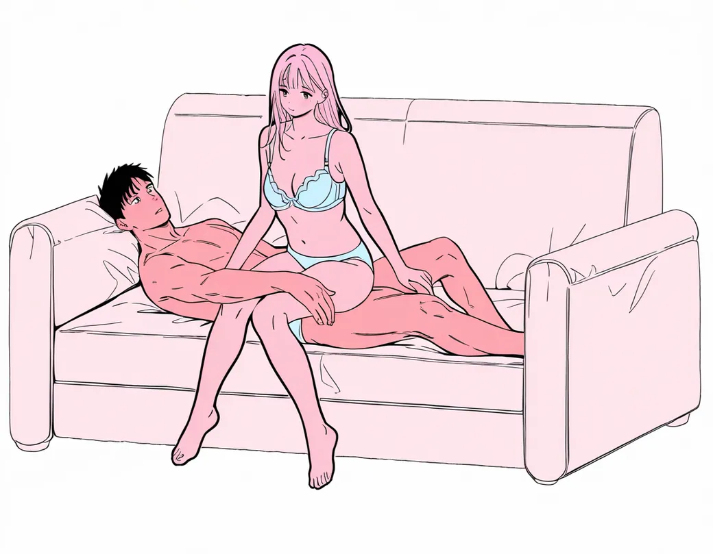 Illustration of the side saddle sex position