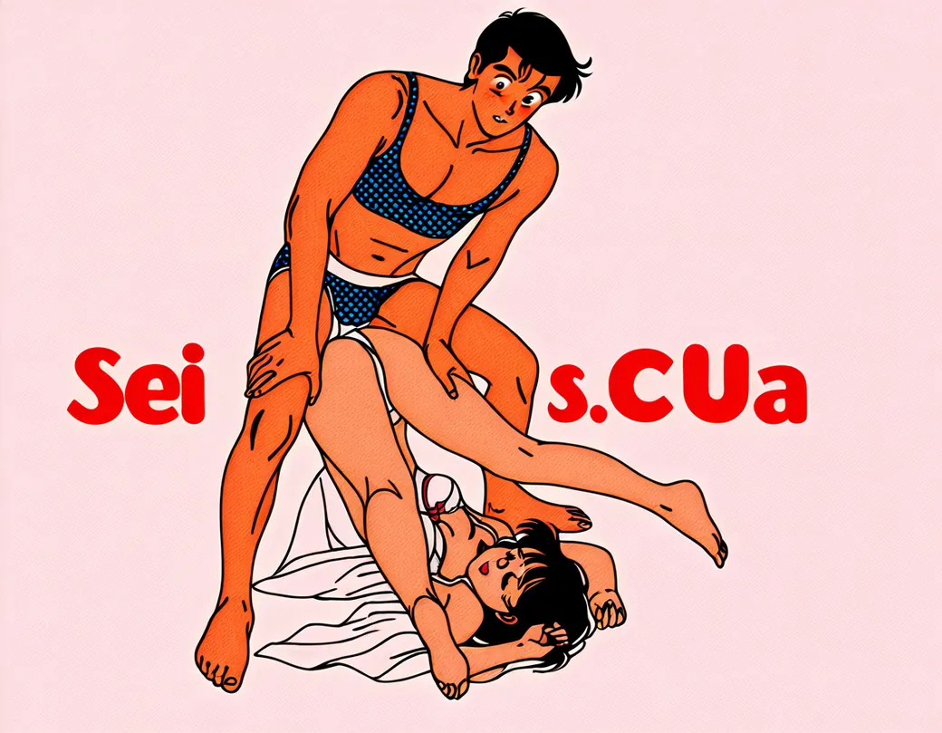 Illustration of the superwoman sex position